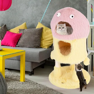 GIANTEX Arbre à Chat Monstre - Condo 2 Etagères - Poteaux à Gratter