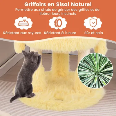 GIANTEX Arbre à Chat Monstre - Condo 2 Etagères - Poteaux à Gratter
