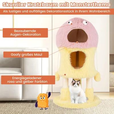 GIANTEX Monster-Katzenbaum Mit Zwei Höhlen Sisalpfosten Und Spielzeugen GIANTEX Monster-Katzenbaum Mit Zwei Höhlen Sisalpfosten Und Spielzeugen