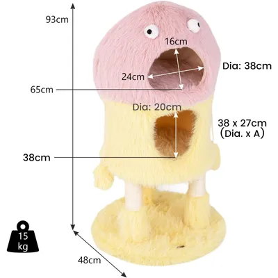 GIANTEX Arbre à Chat Monstre - Condo 2 Etagères - Poteaux à Gratter