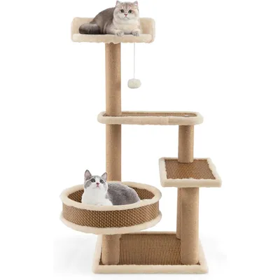 Giantex Petit Arbre à Chat 90cm avec Lit pour Chat, Niches Supérieures