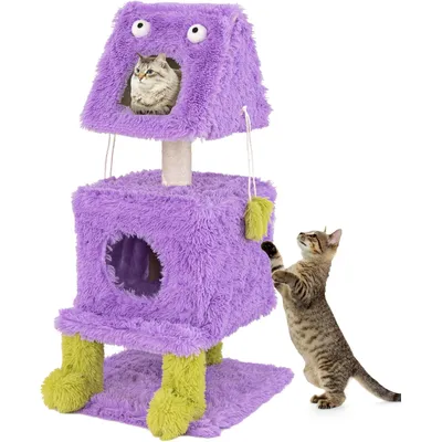 GIANTEX Arbre à Chat Monstre Violet - 2 Condos - Poteaux à Gratter GIANTEX Arbre à Chat Monstre Violet - 2 Condos - Poteaux à Gratter