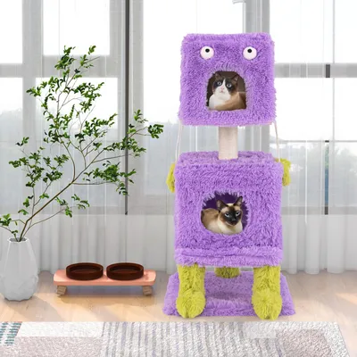 GIANTEX Monster-Katzenbaum Mit Höhlen Sisalpfosten Spielzeug GIANTEX Monster-Katzenbaum Mit Höhlen Sisalpfosten Spielzeug