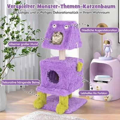 GIANTEX Monster-Katzenbaum Mit Höhlen Sisalpfosten Spielzeug GIANTEX Monster-Katzenbaum Mit Höhlen Sisalpfosten Spielzeug