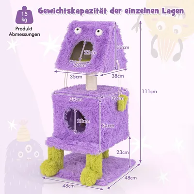 GIANTEX Monster-Katzenbaum Mit Höhlen Sisalpfosten Spielzeug GIANTEX Monster-Katzenbaum Mit Höhlen Sisalpfosten Spielzeug