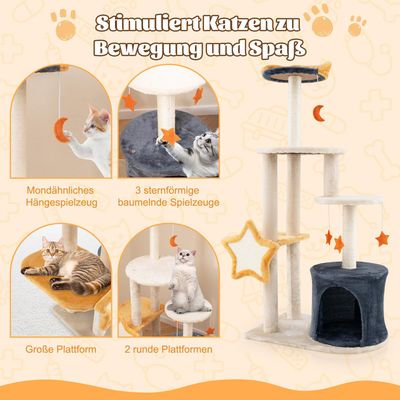 GIANTEX Mond-Stern Katzenbaum Mit Sisalpfosten Plattform Und Katzenhöhle
