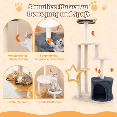 GIANTEX Mond-Stern Katzenbaum Mit Sisalpfosten Plattform Und Katzenhöhle GIANTEX Mond-Stern Katzenbaum Mit Sisalpfosten Plattform Und Katzenhöhle