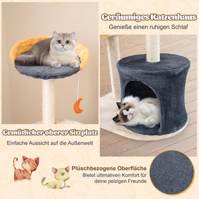 GIANTEX Mond-Stern Katzenbaum Mit Sisalpfosten Plattform Und Katzenhöhle