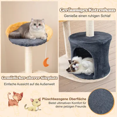GIANTEX Mond-Stern Katzenbaum Mit Sisalpfosten Plattform Und Katzenhöhle GIANTEX Mond-Stern Katzenbaum Mit Sisalpfosten Plattform Und Katzenhöhle