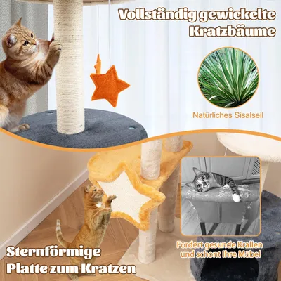 GIANTEX Mond-Stern Katzenbaum Mit Sisalpfosten Plattform Und Katzenhöhle GIANTEX Mond-Stern Katzenbaum Mit Sisalpfosten Plattform Und Katzenhöhle