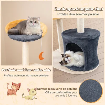 GIANTEX Arbre à Chat Maine Coon 128cm - Griffoirs Etoile et Lune