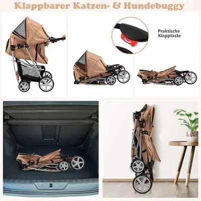 GIANTEX Faltbarer Haustierbuggy Mit Verdeck Für Kleine Und Mittlere Tiere GIANTEX Faltbarer Haustierbuggy Mit Verdeck Für Kleine Und Mittlere Tiere