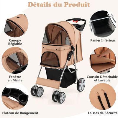 GIANTEX Poussette Pliable pour Chien et Chat
