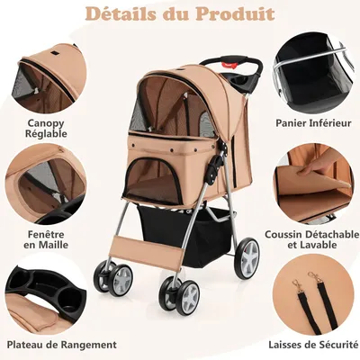 GIANTEX Poussette Pliable pour Chien et Chat