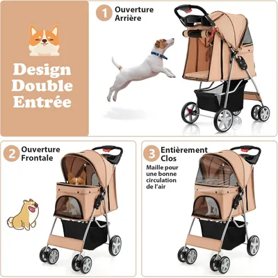 GIANTEX Poussette Pliable pour Chien et Chat