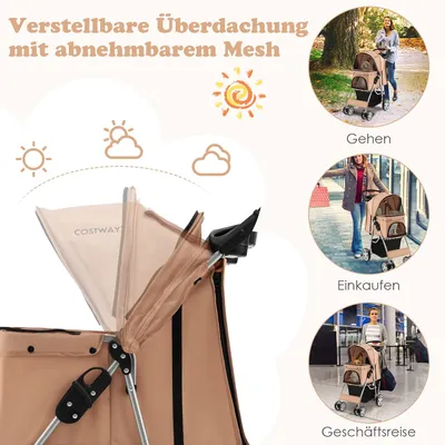 GIANTEX Faltbarer Haustierbuggy Mit Verdeck Für Kleine Und Mittlere Tiere GIANTEX Faltbarer Haustierbuggy Mit Verdeck Für Kleine Und Mittlere Tiere