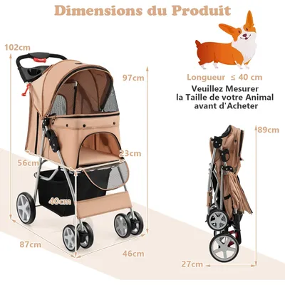 GIANTEX Poussette Pliable pour Chien et Chat