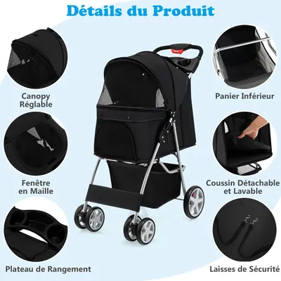 GIANTEX Poussette Pliable pour Chien et Chat