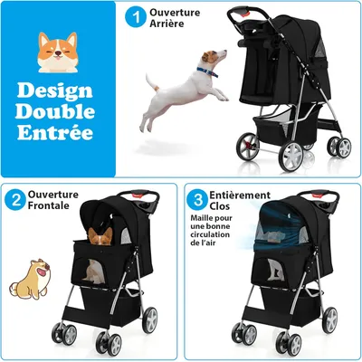 GIANTEX Poussette Pliable pour Chien et Chat