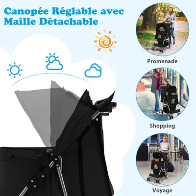 GIANTEX Poussette Pliable pour Chien et Chat