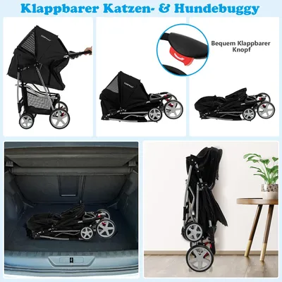 GIANTEX Faltbarer Haustierbuggy Mit Verdeck Für Kleine Und Mittlere Tiere GIANTEX Faltbarer Haustierbuggy Mit Verdeck Für Kleine Und Mittlere Tiere