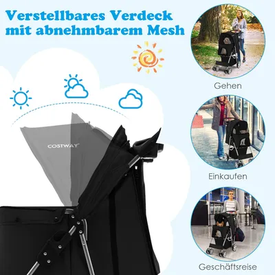 GIANTEX Faltbarer Haustierbuggy Mit Verdeck Für Kleine Und Mittlere Tiere GIANTEX Faltbarer Haustierbuggy Mit Verdeck Für Kleine Und Mittlere Tiere