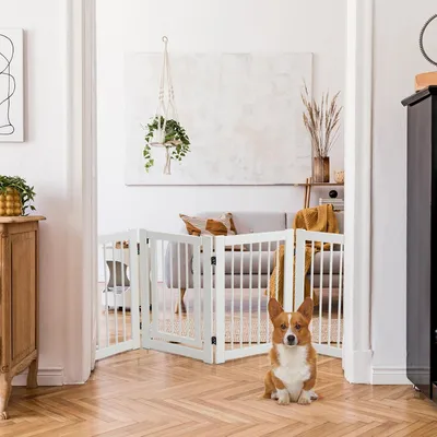 GIANTEX Barrière de Protection pour Animaux avec Panneau Tournable