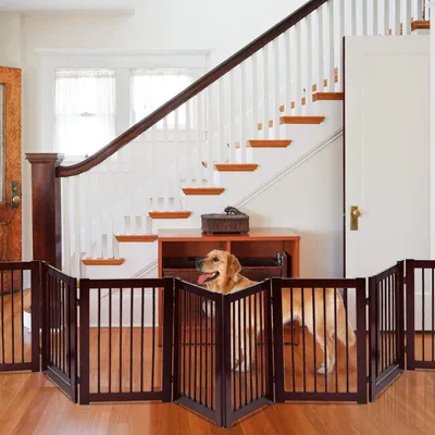 GIANTEX Barrière de Protection pour Animaux avec Panneau Tournable