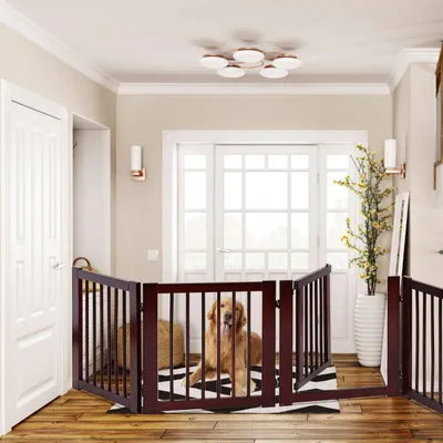 GIANTEX Barrière de Protection pour Animaux avec Panneau Tournable