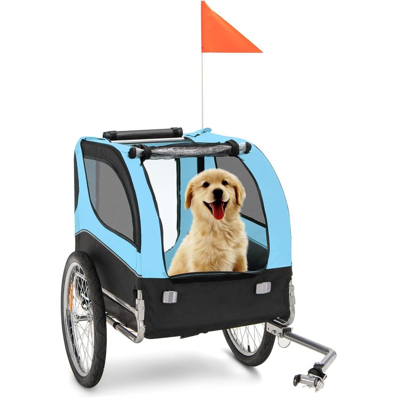 GIANTEX Remorque de Vélo pour Chien avec Drapeau, Réflecteurs à Roues
