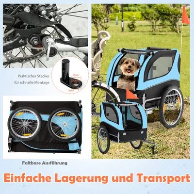 GIANTEX Fahrrad-Haustieranhänger Mit 3 Eingängen Und Reflektoren GIANTEX Fahrrad-Haustieranhänger Mit 3 Eingängen Und Reflektoren