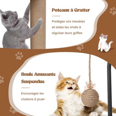 Giantex Arbre à Chat 118CM, Cadre en Métal, Coussins Amovibles