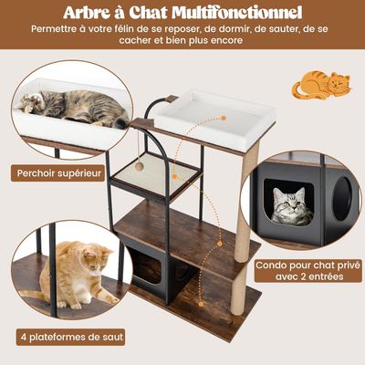 Giantex Arbre à Chat 118CM, Cadre en Métal, Coussins Amovibles