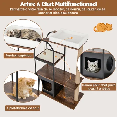 Giantex Arbre à Chat 118CM, Cadre en Métal, Coussins Amovibles