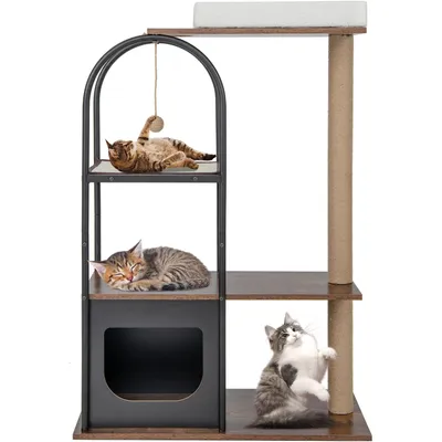 Giantex Arbre à Chat 118CM, Cadre en Métal, Coussins Amovibles Giantex Arbre à Chat 118CM, Cadre en Métal, Coussins Amovibles