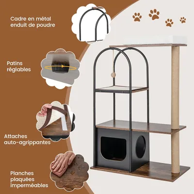 Giantex Arbre à Chat 118CM, Cadre en Métal, Coussins Amovibles