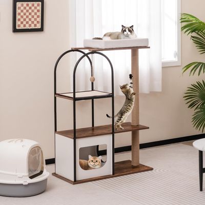Giantex Arbre à Chat 118CM, Cadre en Métal, Coussins Amovibles