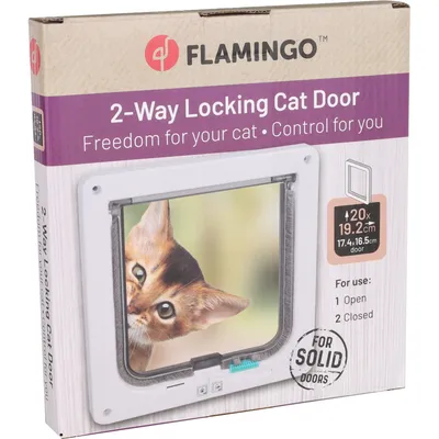Flamingo - Chatière 2 positions  blanche, 19.2 × 20 cm pour chat