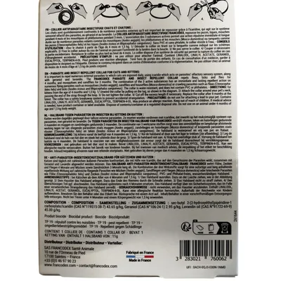 Francodex - Collier Antiparasitaire icaridine 35 cm couleur  Pour Chats