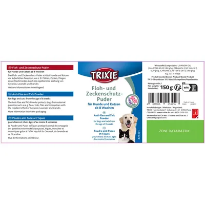 Trixie - Poudre anti-puces et tiques pour chats et chiens 150 g