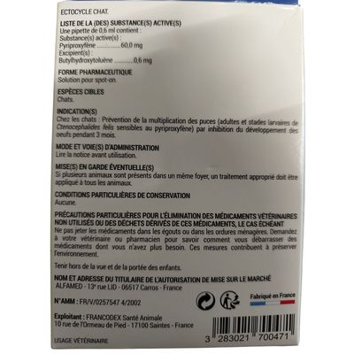 Pipette anti puces Ectocycle pour Chat