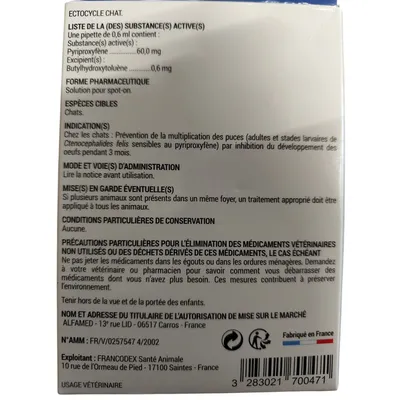 Francodex - Pipette anti puces Ectocycle pour Chat