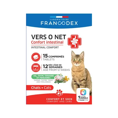 Vers O Net Confort Intestinal 15 comprimes  pour chat