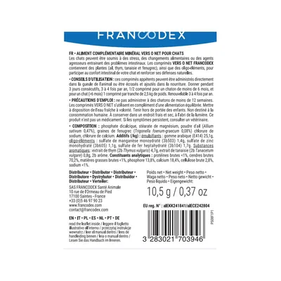 Vers O Net Confort Intestinal 15 comprimes  pour chat