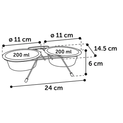 Flamingo - Ecuelle duo ø 11 cm 200 ml avec support Arjun XS pour chat