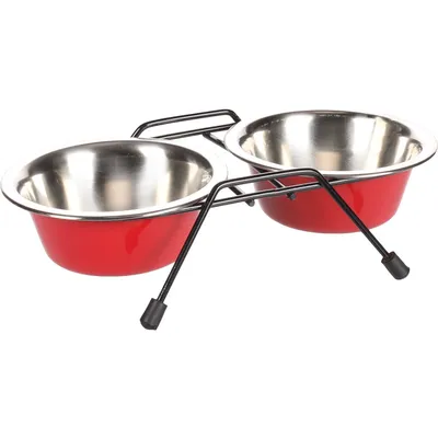 Flamingo - Ecuelle duo ø 11 cm 200 ml avec support Arjun XS pour chat