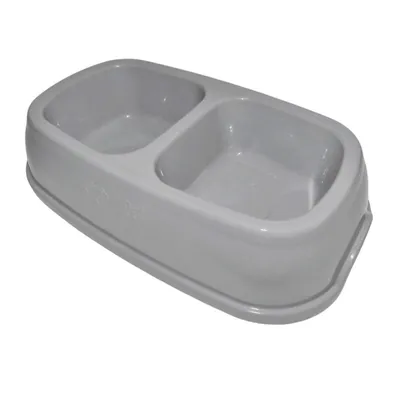 animallparadise - Ecuelle double bol 2 x 200 ml, gris en plastique, pour ch animallparadise - Ecuelle double bol 2 x 200 ml, gris en plastique, pour ch