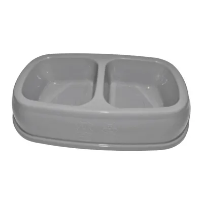 animallparadise - Ecuelle double bol 2 x 200 ml, gris en plastique, pour ch
