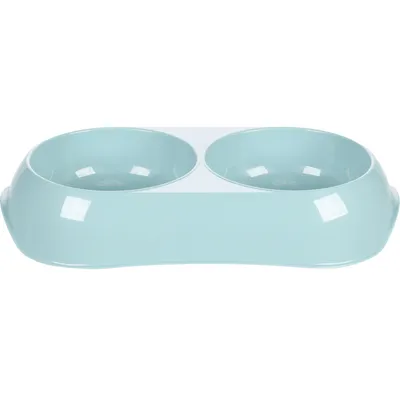 Gamelle double en plastique recyclé MUK 2 x 200 ml pour chien et chat.