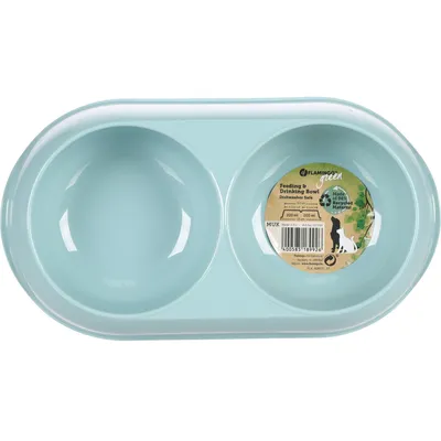 Gamelle double en plastique recyclé MUK 2 x 200 ml pour chien et chat.